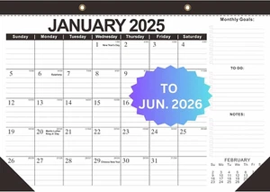 2025 Large Wall Calendar with Julian Date, Calendar 2025-2026 from Jan. 2025 ... - Picture 1 of 11