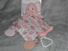 Modern Baby elephant comforter soft toy NEW pink rattle soother blankie