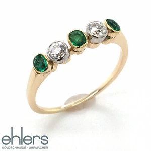 Damenring Brillanten Smaragde 585er Gelbgold 14kt Fingerring Edelsteine 1144 - Bild 1 von 12