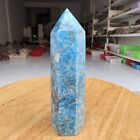 330G Natural Blue Apatite Quartz Crystal Wand Obelisk Point Rock Healing
