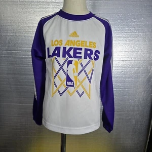 ADIDAS LA Lakers Purple Gold Jersey Tee Shirt Kids L/ 7 Active Top Preowned. - Picture 1 of 14
