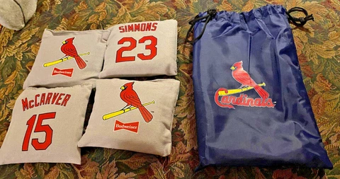 Budweiser St Louis Cardinals Corn Hole Bags Set Molina Porter McCarver Simmons Cover