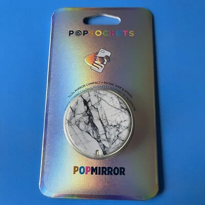 Popsockets PopMirror: 1X/2X Mirror, Grip & Stand - DOVE WHITE MARBLE (GLOSS) - Image 1 of 4