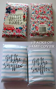 2 pks 12 POCKET TISSUES WALLETS Got the Sniffles I LOVE LONDON Ditsy Floral 3ply - Picture 1 of 7