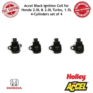 Accel Black Ignition Coil for Honda 2.0L & 2.0L Turbo, 1.5L 4-Cylinders set of 4 - Picture 1 of 15