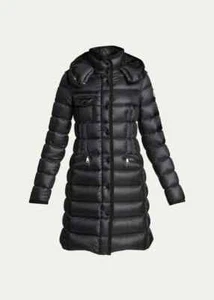 NWT Moncler Black Hermine Grosgrain Trim Quilted Down Puffer Coat Size 3 #DC368 - Picture 1 of 17