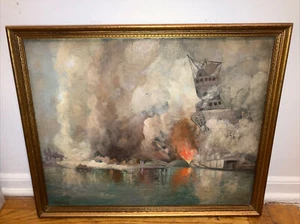 Listed Artist Edward Herndon Smith (1891-1979) WWII Pearl Harbor Hawaii Painting - Picture 1 of 8