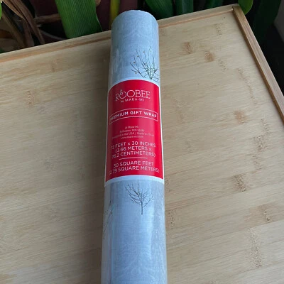 Roobee by Mara-mi White Deer Christmas Gift Wrap Paper Roll Trees NWT - Image 1 of 4