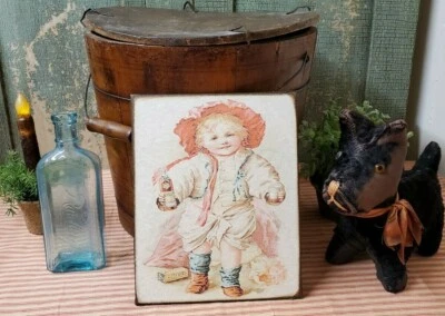 PRIMITIVE VICTORIAN VINTAGE STYLE ADVERTISING HIRES ROOT BEER SODA CHILD SIGN  - Image 1 of 4