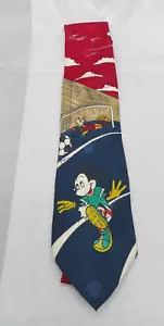 Vintage Mickey Mouse Goofy Fußball Disney Neuheit Krawatte Herren Krawatte Made in Italy - Bild 1 von 9