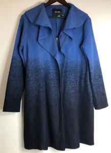 Nic + Zoe Size XL Blue & Black Ombre Wool Blend Coat Shawl Collar & Pockets - Picture 1 of 12