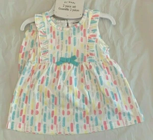 Petit Lem PL BABY White Dress & Shorts With Multi-color Lines Baby Girls 12M 18M - Picture 1 of 6