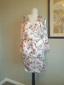 Whispers Longueur Au-dessus Du Genou, Robe Satin Floral Manches 3/4 Femme Taille L - Photo 1/8