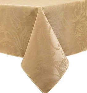 BB&B Autumn Scroll Gold Damask Fabric Tablecloth Table Cloth 60x84 Ob - Picture 1 of 1