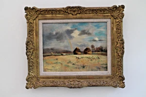 EDWIN SHERWOOD CALVERT (1844-1898) oil on board landscape rainbow - Picture 1 of 9
