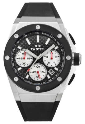 TW Steel CEO Tech Chrono Steel Black Dial Silicon Date Quartz Mens Watch CE4019 - Image 1 of 4