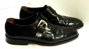 Mocasines con correa de monje de cuero negro italiano talla 9 1/2 usados en excelente estado para boot New York para hombre  - Imagen 1 de 8