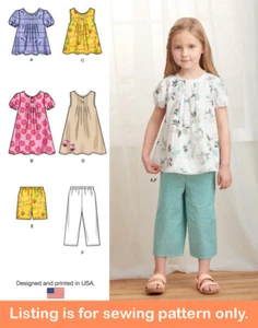 SEWING PATTERN Girl Clothes Dress Peasant Tank Top Shirt Shorts Pants Boho 11097 - Picture 1 of 3
