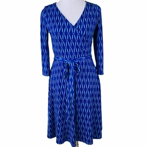Vestido Hawthorne 41 Pequeño Azul Imitación Envoltura Midi Cinturón Mujer Manga 3/4 Trabajo - Imagen 1 de 11