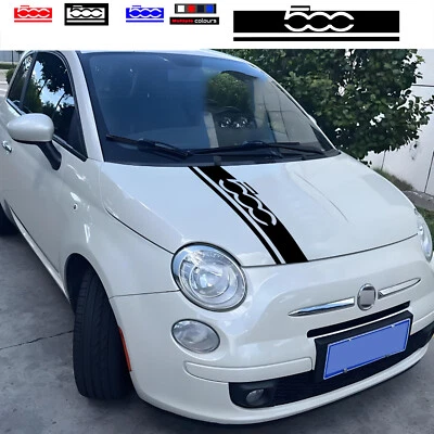 Calcomanía de vinilo multicolor con gráficos a rayas de 1 pieza para capó del motor del coche Fiat 500 Foto 1 de 4