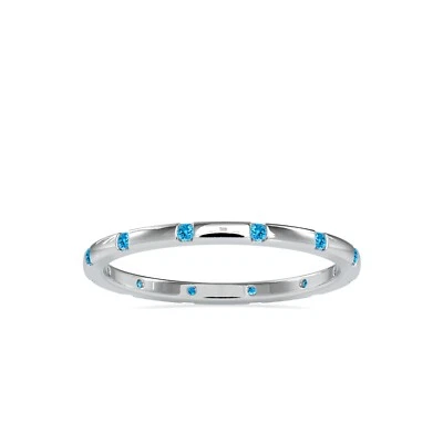 Alianza de boda de eternidad con topacio azul Starlight para mujer, delicada banda apilable Foto 1 de 4
