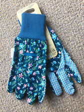 Blue Floral Multi Task Gardening Gloves Hi-Grip Comfort Fit Stretch Cuff NEW