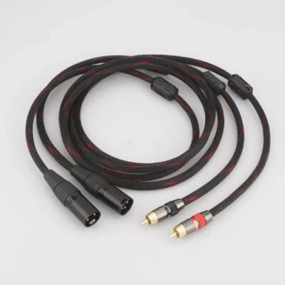 Pair Pure Copper RCA Male to 3 Pin XLR Female Male Cable HIFI Audio Cable Cord - Image 1 of 4
