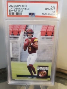 2024 Panini Donruss #22 JAYDEN DANIELS Retro 1994 Rookie RC Commanders PSA 10 - Picture 1 of 4