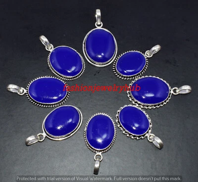 Colgante de piedras preciosas de ónix azul lote al por mayor de 10 piezas joyas enchapadas en plata 925 Foto 1 de 4