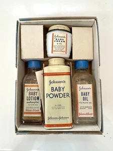 Vintage Johnson & Johnson Baby Needs Gift Box with Bottles - Vintage - Picture 1 of 7