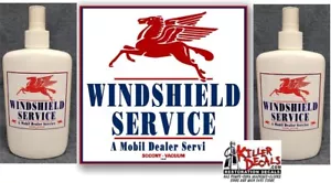 (MOBIL KIT) 9" MOBIL SOCONY AUFKLEBER & 2 FLASCHEN WINDSCHUTZSCHEIBE BOX KIT GAS ÖL - Bild 1 von 1