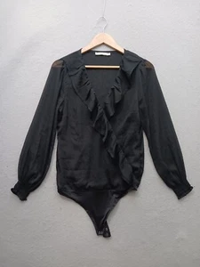 Body elegante para mujer Abercrombie & Fitch M negro con volantes lisos - Imagen 1 de 15