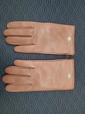 Nuevo Coach Placa Cuero Oveja 100% Lana Forro Marrón Talla 8 Foto 1 de 4