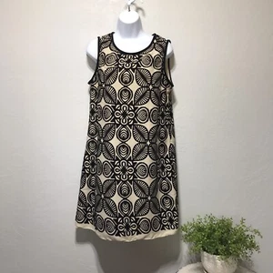 Womens MSSP "Josephine" Beige/Black Sleeveless Knee Length Dress Sz M Velvet - Picture 1 of 14