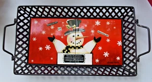 CHRISTMAS TRAY Ceramic Tile on Wrought Iron CHOCOLAT by KIMBERLY POLOSON 1980s - Picture 1 of 4