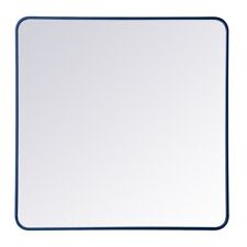 Elegant Decor Evermore 36x36" Soft Corner Metal Rectangular Mirror in Blue
