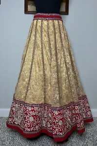 Lehenga indischer/pakistanischer Hochzeit Maxirock Damen rotgold Paisley mit Dupatta - Bild 1 von 24