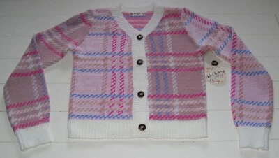 Cárdigan Suéter Jolie & Joy Niñas Rosa Marfil Blanco Desnudo Botón Frontal M 10-12 Foto 1 de 4