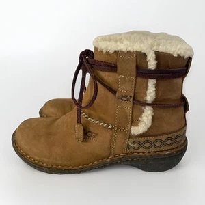 Ugg Australia Womens Size 6 Boots Cove La Jolla Brown Leather Shearling Fur 5136 - Picture 1 of 11
