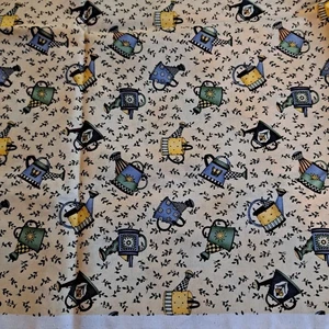 Debbie Mumm Garden Watering Can Cotton Quilt Fabric 70" x 44" Floral On Beige - Picture 1 of 5