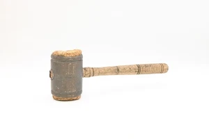 Antique Vintage Primitive Wood Mallet Copper Wrapped Mallet Head and Wood Handle - Picture 1 of 10