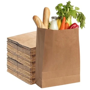 25 sacchetti per la spesa in carta marrone kraft 57 libbre sacchetti per la spesa per la conservazione shopping - Foto 1 di 7