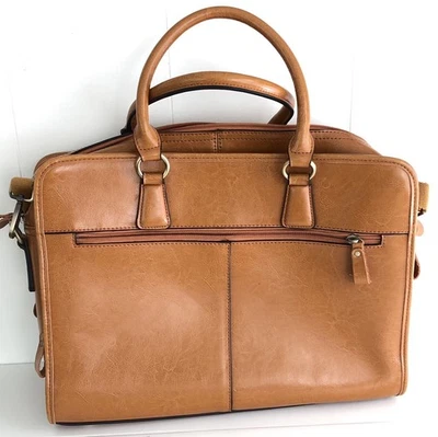 Bolso de Cuero, Bolso de Mano, Bolso Kattee, Maletín de Cuero, Bolso para Laptop, Tostado Foto 1 de 4