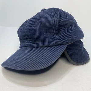 Vintage Corduroy 3M Thinsulate Winter Hunting Cap W/ Ear Flaps Dark Blue Outdoor - Picture 1 of 13