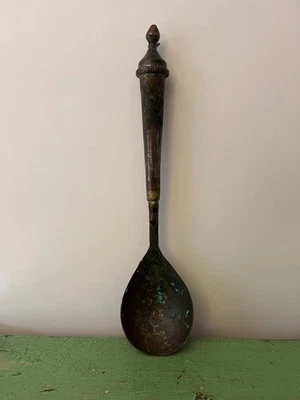 Antique Brass Hindu Puja Pooja Spoon. Ceremonial Purification Achamanam Ritual - Image 1 of 4
