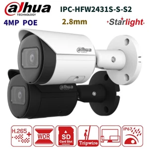 Dahua 4MP IPC-HFW2431S-S-S2 Starlight Bullet CCTV PoE IR IP Camera WDR 2.8mm - Picture 1 of 23