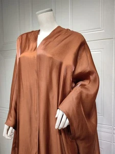 Satin Open Abaya Muslim Dress Dubai Islam Women Kimono Cardigan Robe Middle East - Picture 1 of 78