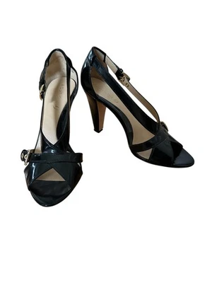 BOUTIQUE 9 Black Leather Heels with Buckle Details - Size 10 M (WORN ONCE) - Image 1 of 4