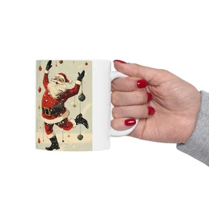 Taza festiva de cerámica de Papá Noel 11 oz - Regalo de vacaciones, decoración de Navidad, divertida taza de café - Imagen 1 de 9