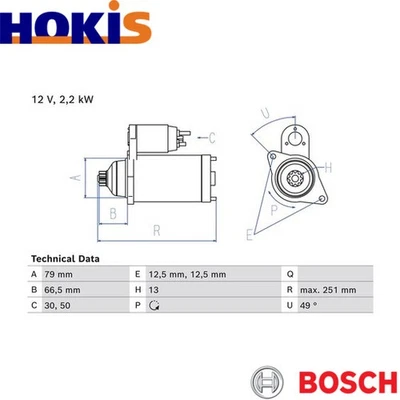 STARTER 0 986 026 340 FOR VW CALIFORNIA/T6/Camper/GRAND CRAFTER/Bus/Van 2.0L  - Image 1 of 4